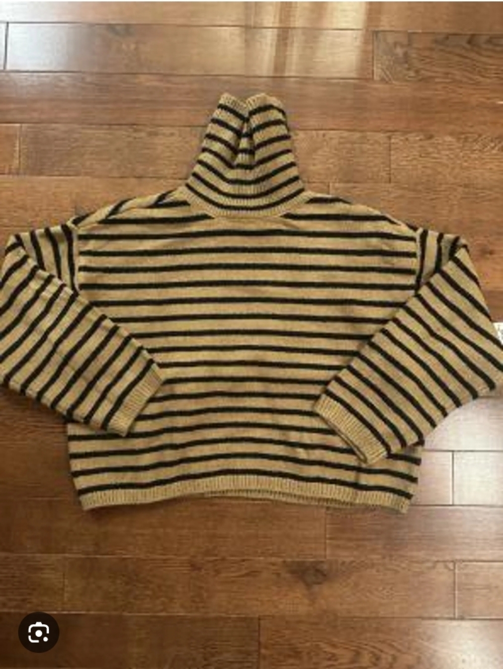 a.n.a Striped Knit Turtleneck Sweater in Tan and Black